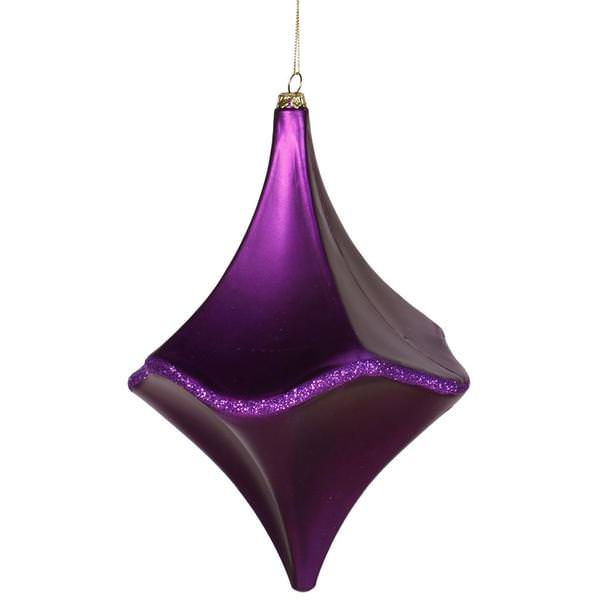 8" Purple Matte Glitter Cut Drop Ornament