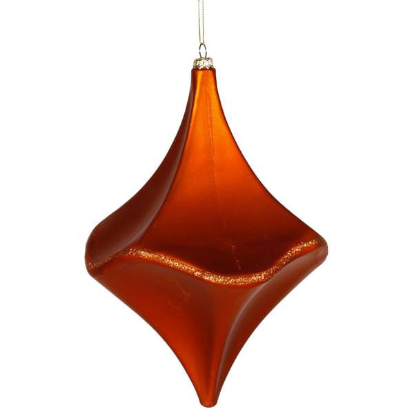 8" Burnished Orange Matte Glitter Cut Drop Ornament