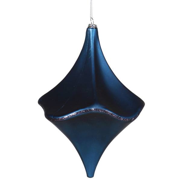 8" Sea Blue Matte Glitter Cut Drop Ornament