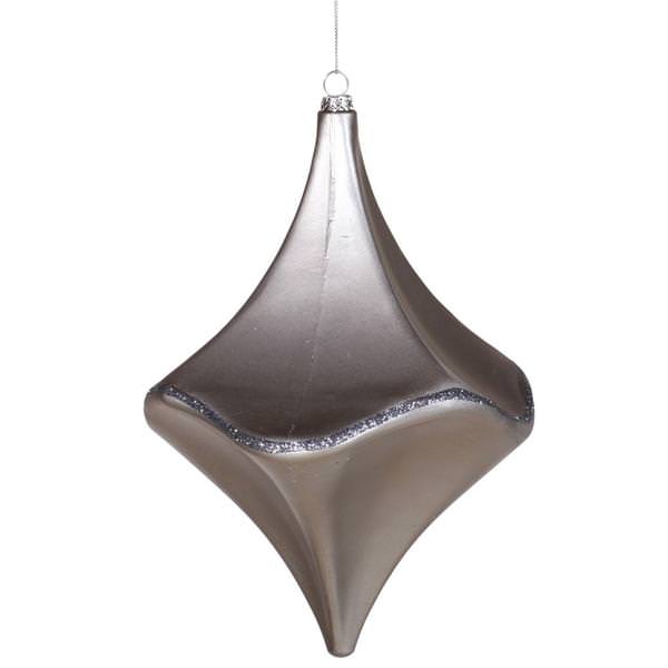 8" Pewter Matte Glitter Cut Drop Ornament