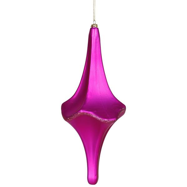 12" Cerise Matte Glitter Cut Drop Ornament