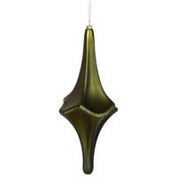 Vickerman 12" Dark Olive Matte Glitter Cut Drop Ornament