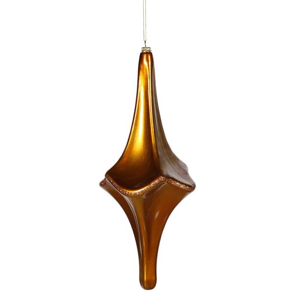 12" Antique Gold Matte Glitter Cut Drop Ornament
