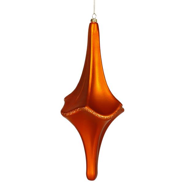 12" Burnished Orange Matte Glitter Cut Drop Ornament