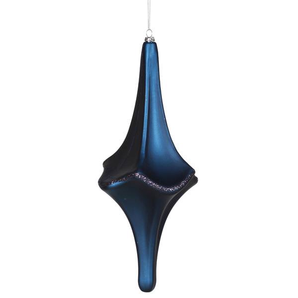 12" Sea Blue Matte Glitter Cut Drop Ornament