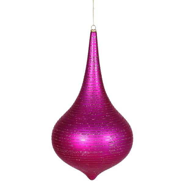 12" Cerise Matte Glitter Onion Drop Ornament