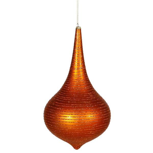 12" Burnished Orange Matte Glitter Onion Drop Ornament