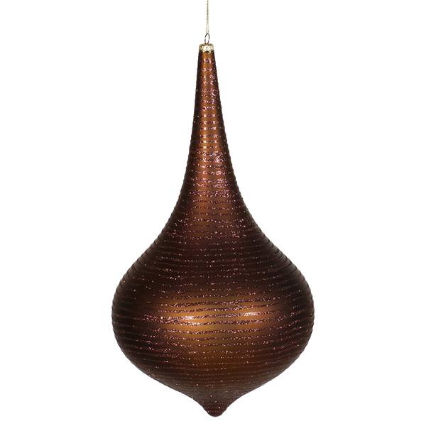 12" Chocolate Matte Glitter Onion Drop Ornament
