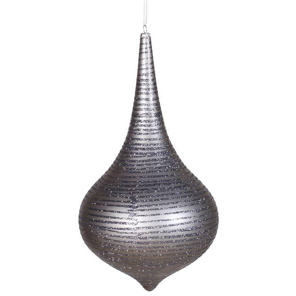 12" Pewter Matte Glitter Onion Drop Ornament