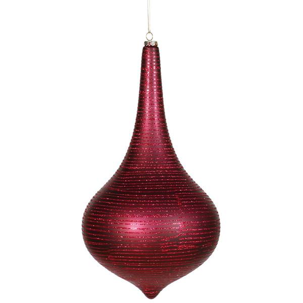 16" Burgundy Matte Glitter Onion Drop Ornament