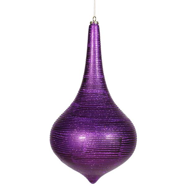 16" Purple Matte Glitter Onion Drop Ornament