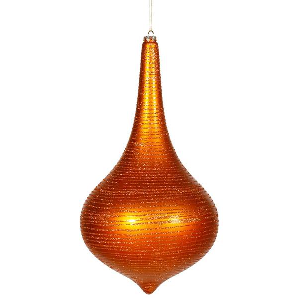 16" Burnished Orange Matte Glitter Onion Drop Ornament
