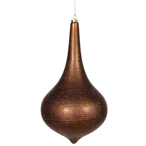 16" Chocolate Matte Glitter Onion Drop Ornament