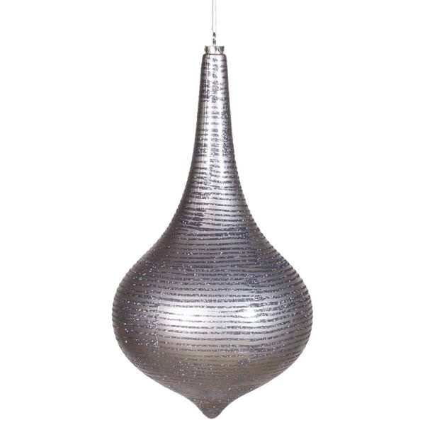 16" Pewter Matte Glitter Onion Drop Ornament