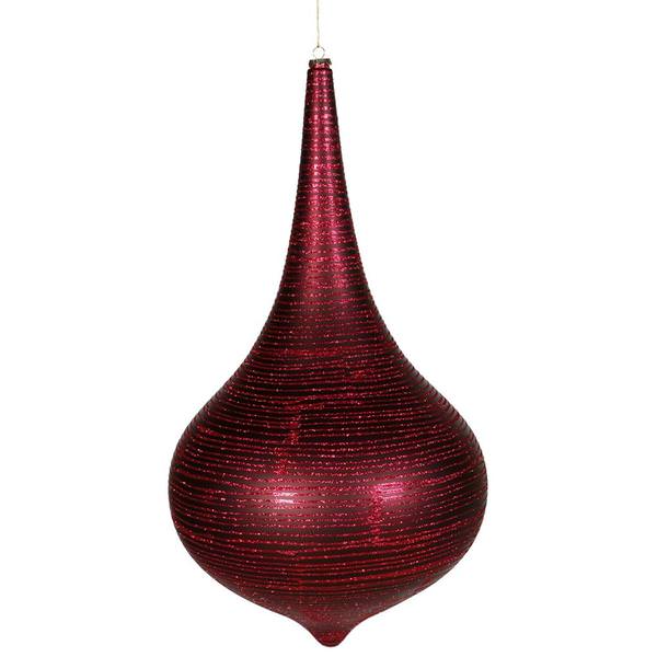 24" Burgundy Matte Glitter Onion Drop Ornament