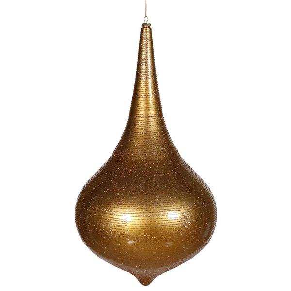 24" Antique Gold Matte Glitter Onion Drop Ornament