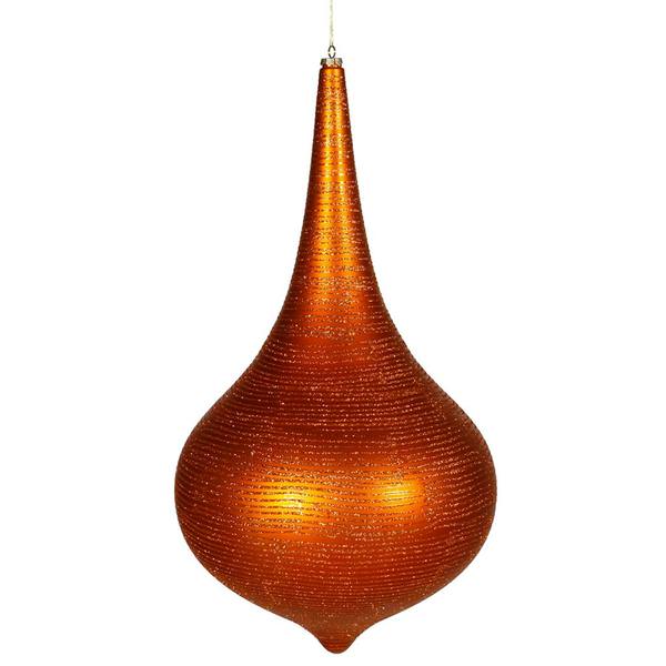 24" Burnished Orange Matte Glitter Onion Drop Ornament