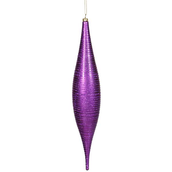 13" Purple Matte Glitter Skinny Drop Ornament