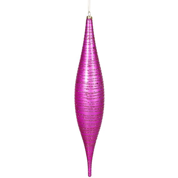 13" Cerise Matte Glitter Skinny Drop Ornament