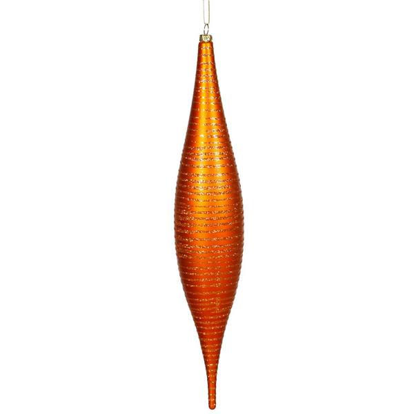 13" Burnished Orange Matte Glitter Skinny Drop Ornament