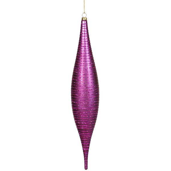 13" Plum Matte-Glitter Skinny Drop Ornament