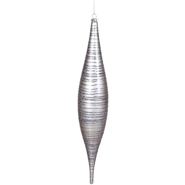 13" Pewter Matte Glitter Skinny Drop Ornament