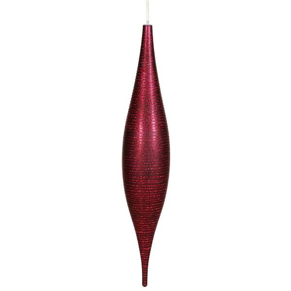 22" Burgundy Matte Glitter Skinny Drop Ornament
