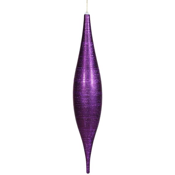 22" Purple Matte Glitter Skinny Drop Ornament
