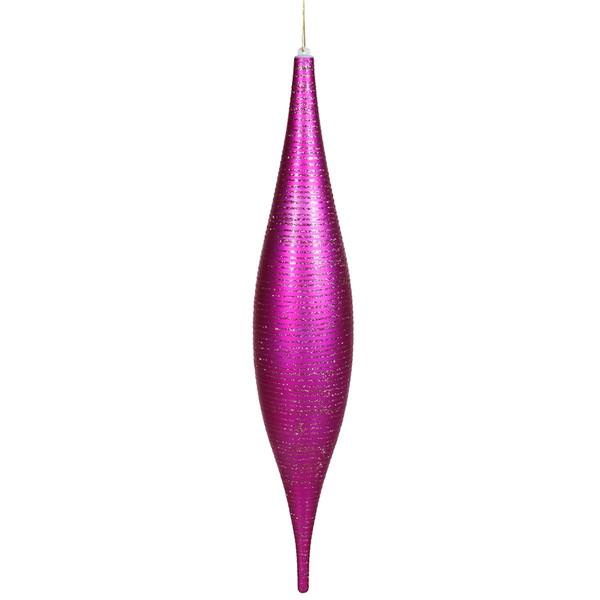 22" Cerise Matte Glitter Skinny Drop Ornament