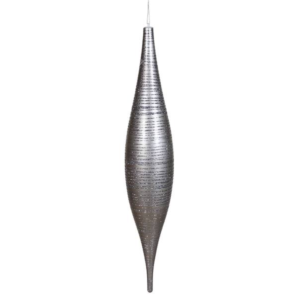 22" Pewter Matte Glitter Skinny Drop Ornament