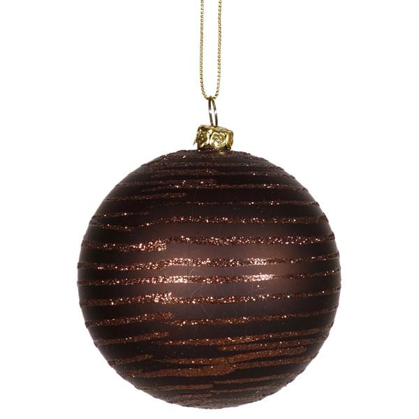3" Chocolate Matte Glitter Ball Ornament