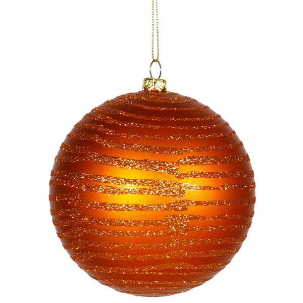 4" Burnished Orange Matte Glitter Ball Ornament