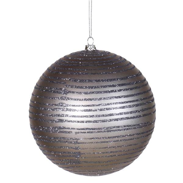 4" Pewter Matte Glitter Ball Ornament