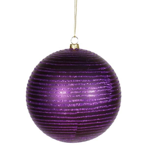 4.75" Purple Matte Glitter Ball Ornament