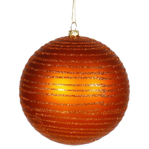 4.75" Burnished Orange Matte Glitter Ball Ornament