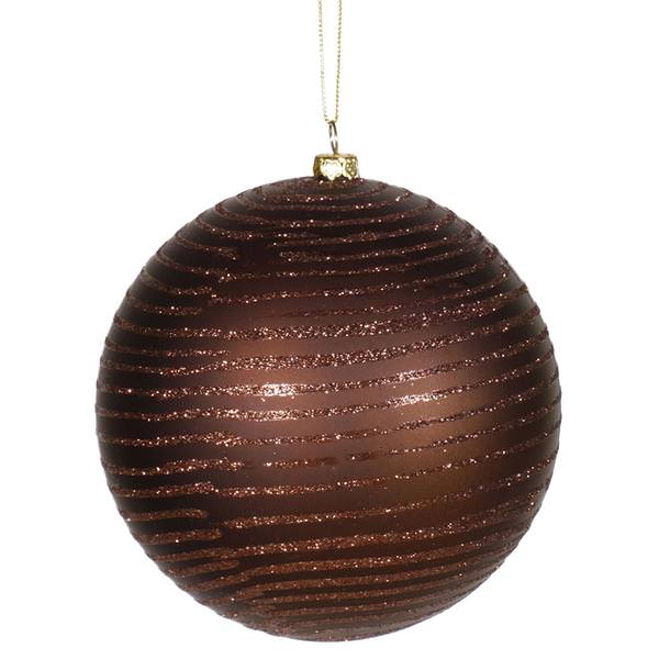 4.75" Chocolate Matte Glitter Ball Ornament