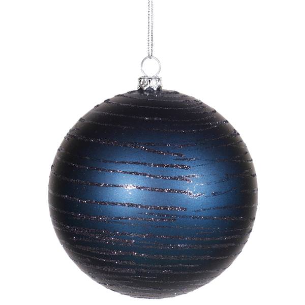4.75" Sea Blue Matte Glitter Ball Ornament
