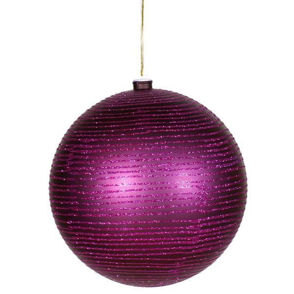 4.75" Plum Matte Glitter Ball Ornament