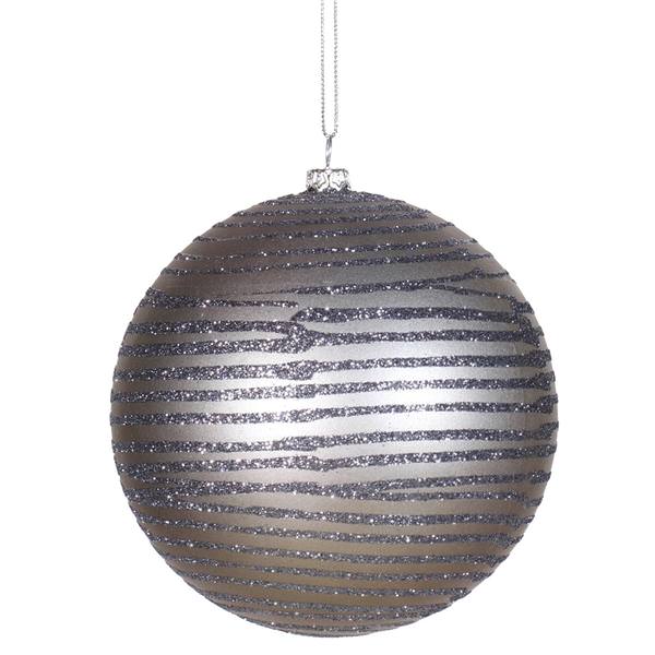 4.75" Pewter Matte Glitter Ball Ornament