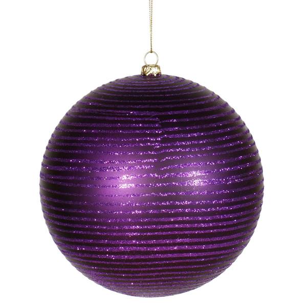 5.5" Purple Matte Glitter Ball Ornament