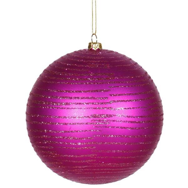 5.5" Cerise Matte Glitter Ball Ornament