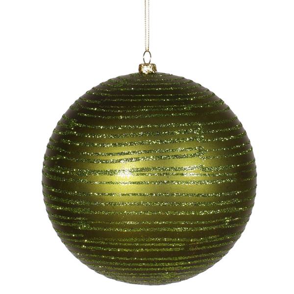 5.5" Dark Olive Matte Glitter Ball Ornament