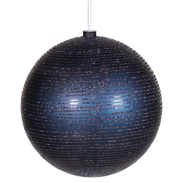 8" Sea Blue Matte Glitter Ball Ornament