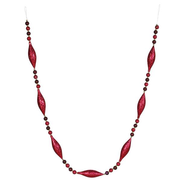 6' Burgundy Matte Glitter Garland Ornament