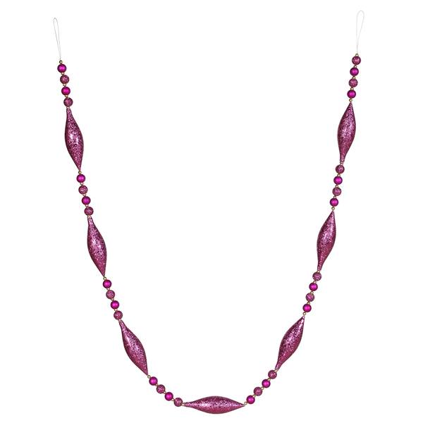 6' Cerise Matte Glitter Garland Ornament