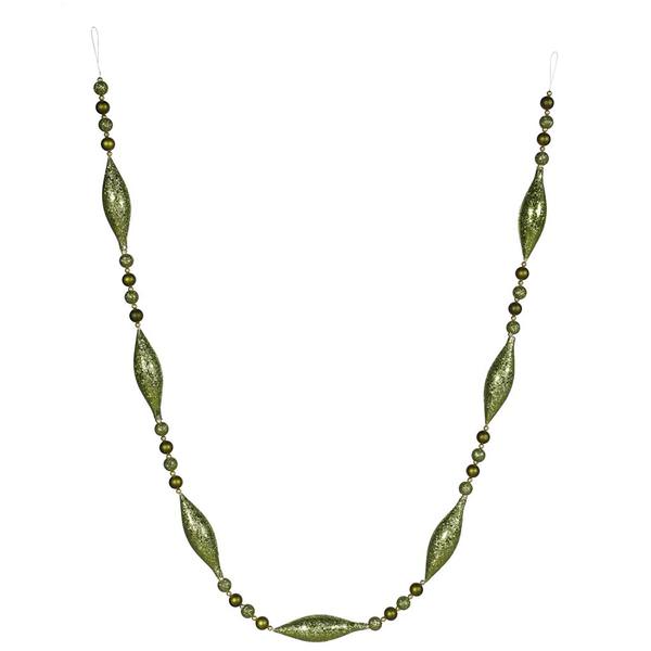 6' Dark Olive Matte Glitter Garland Ornament