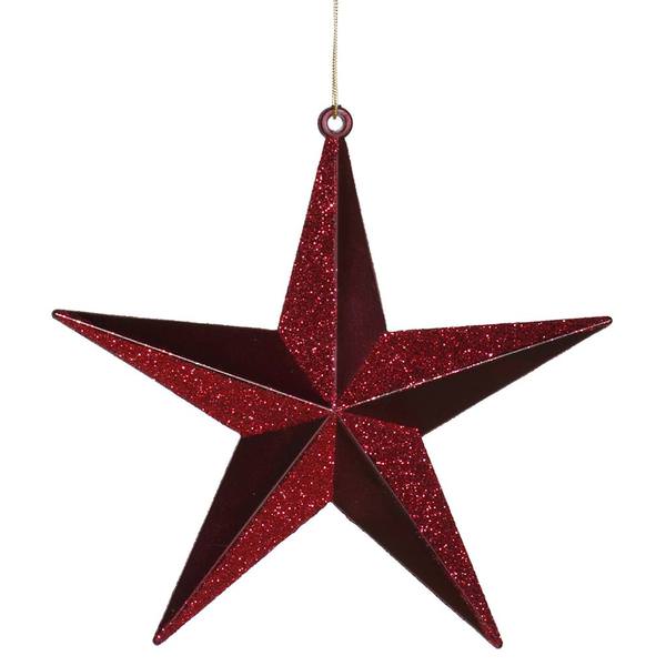 6" Burgundy Glitter Star Ornament