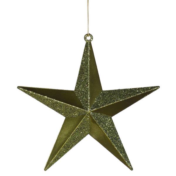 6" Dark Olive Glitter Star Ornament