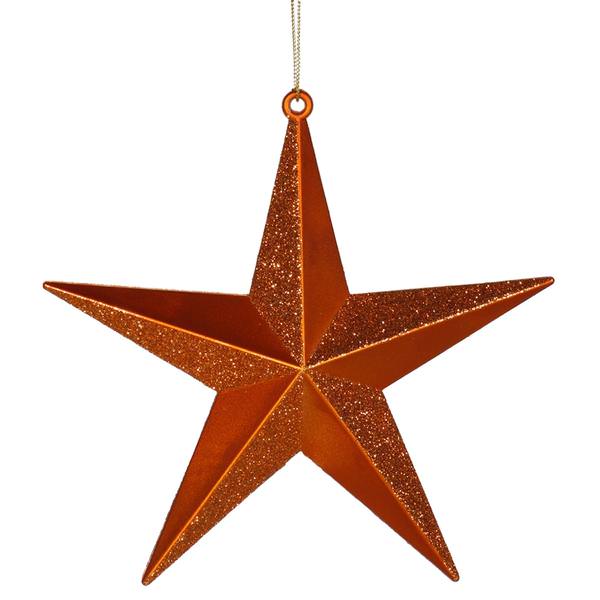 6" Burnished Orange Matte Glitter Star Ornament