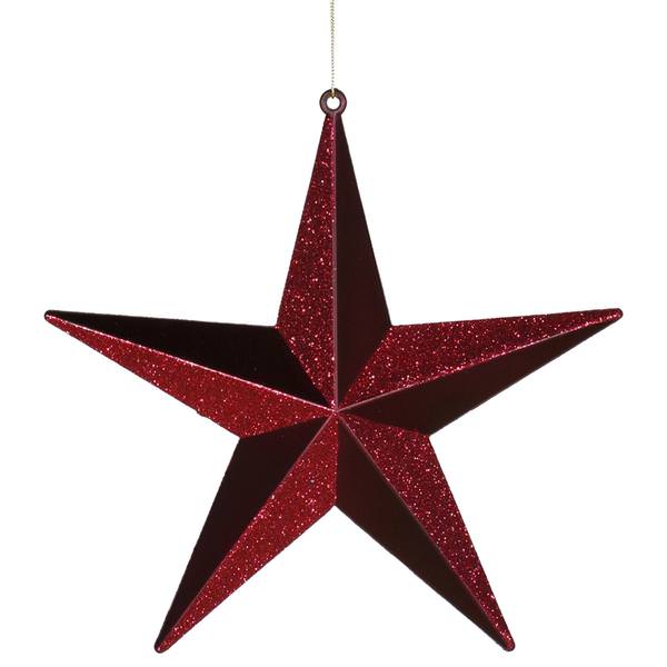 8" Burgundy Matte Glitter Star Ornament